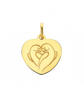 Pendentif cœur Love Bird or jaune - Augis