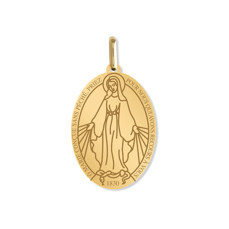 Médaille Vierge Miraculeuse design - or jaune 9k ou 18k - Lucas Lucor