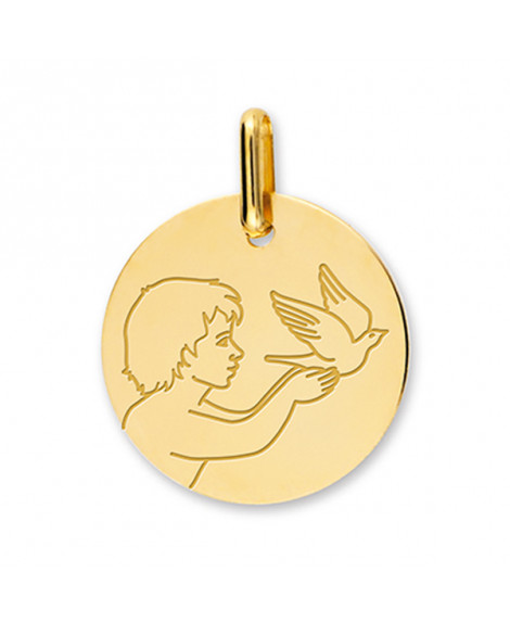 Médaille empreinte de pieds de bébé en or jaune - Lucas Lucor
