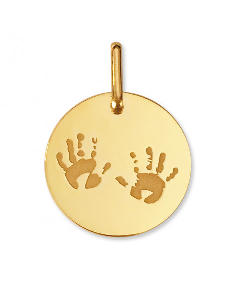 Médaille empreinte de main de bébé en or jaune - Lucas Lucor