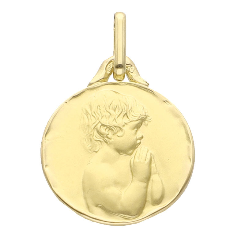 Médaille chérubin priant en or jaune - Lucas Lucor