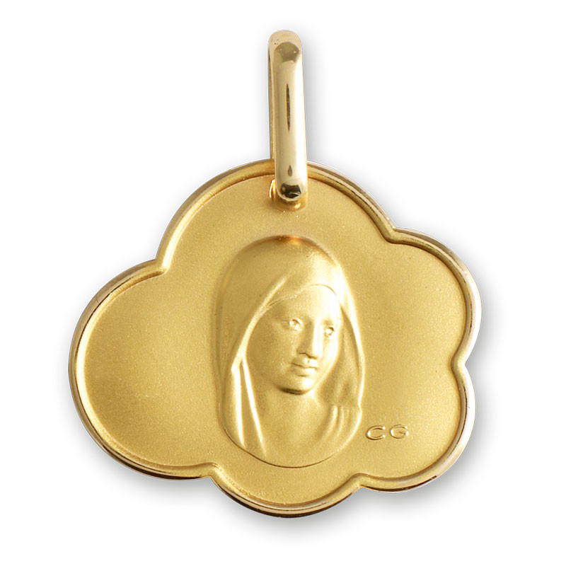 Médaille Nuage Vierge Marie - or jaune 18 K - Lucas Lucor