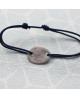 Les Empreintes : bracelet cordon mini galet argent