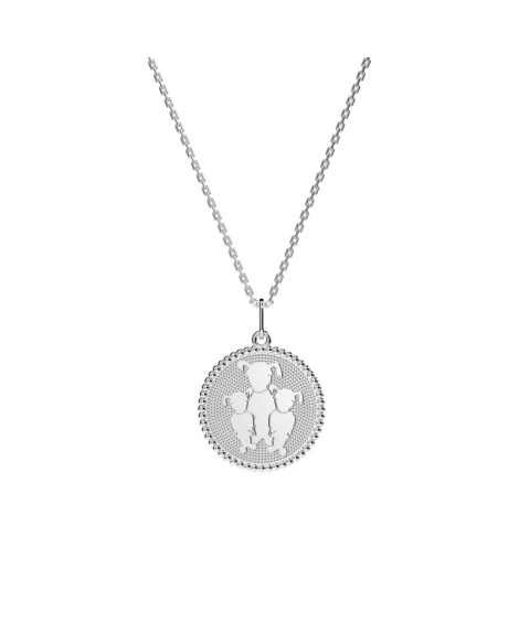 Médaille perlée 3 enfants argent - Lafami