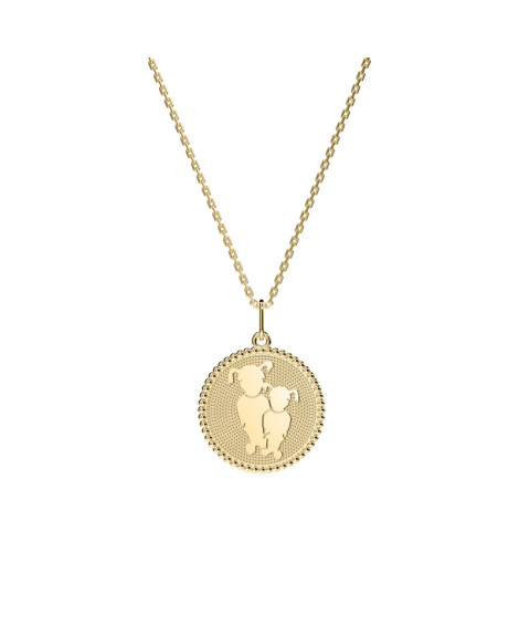 Médaille perlée 2 enfants or 18K - Lafami