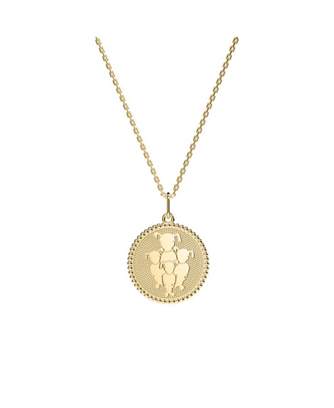 Médaille perlée 4 enfants or 18K - Lafami