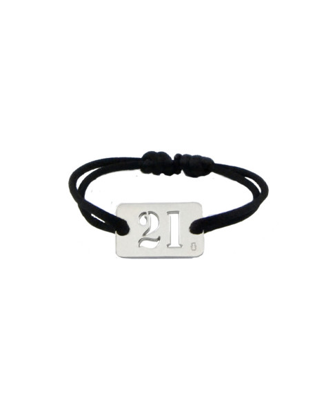LOUPIDOU : BRACELET LUCKY NUMBER PLAQUE 30 MM (OR BLANC)