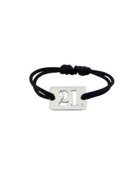 Loupidou : bracelet lucky number plaque argent 23 mm