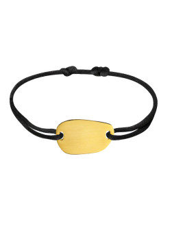 Les Empreintes : bracelet galet carré en or jaune sur cordon