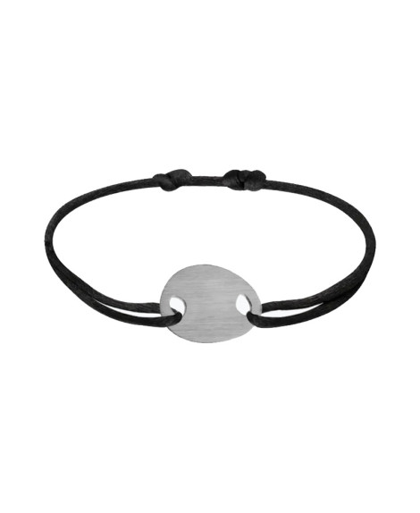 Les Empreintes : bracelet mini galet carré en argent sur cordon