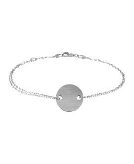 Les Empreintes : bracelet pastille en argent sur double chaîne personnalisable