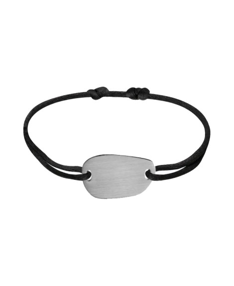 Les Empreintes : bracelet gros galet rond en argent sur cordon