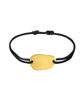 Les Empreintes : bracelet gros galet rond en or sur cordon