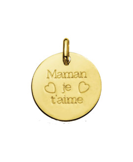 Médaille gravée Maman je t'aime or jaune - Augis