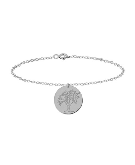 Bracelet breloque arbre de vie or blanc 18K