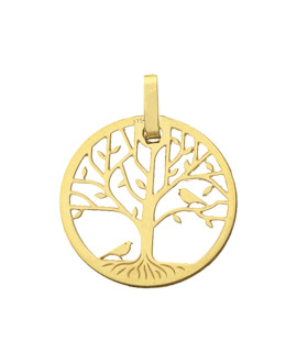 Médaille arbre de vie ajourée aux oiseaux or jaune 18K - Lucas Lucor